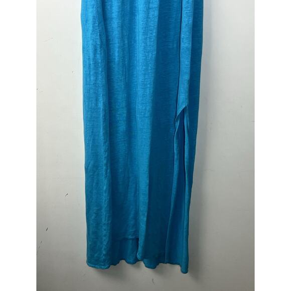 Calypso St Barth 100% Linen Maxi Tank Dress Size Small Blue Scoop Neck Cover Up - Picture 5 of 12